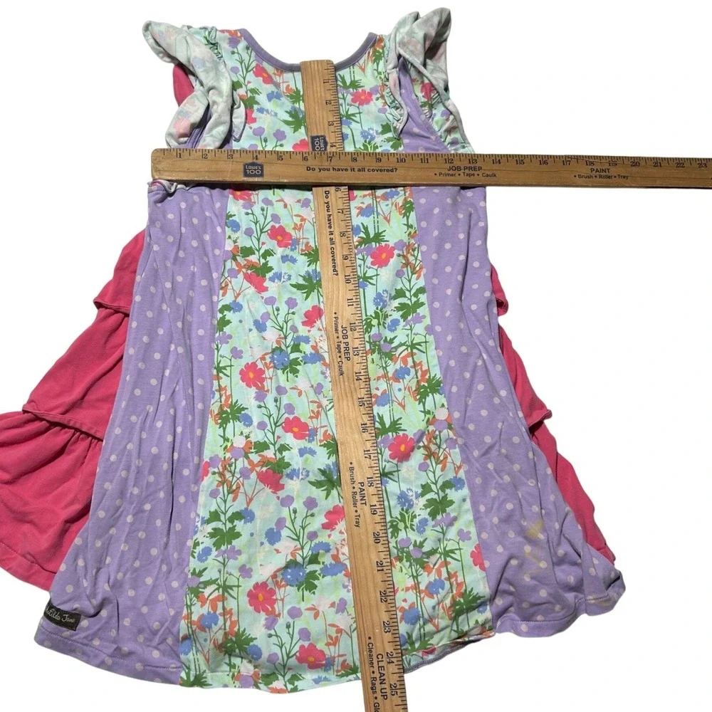 2 Matilda Jane Girls Dresses Size 8 Pink Tiered Ruffle Floral Polka Dot